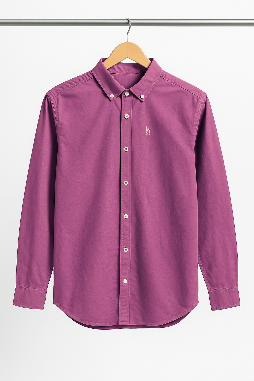 Magenta Button-Down Polo Shirt