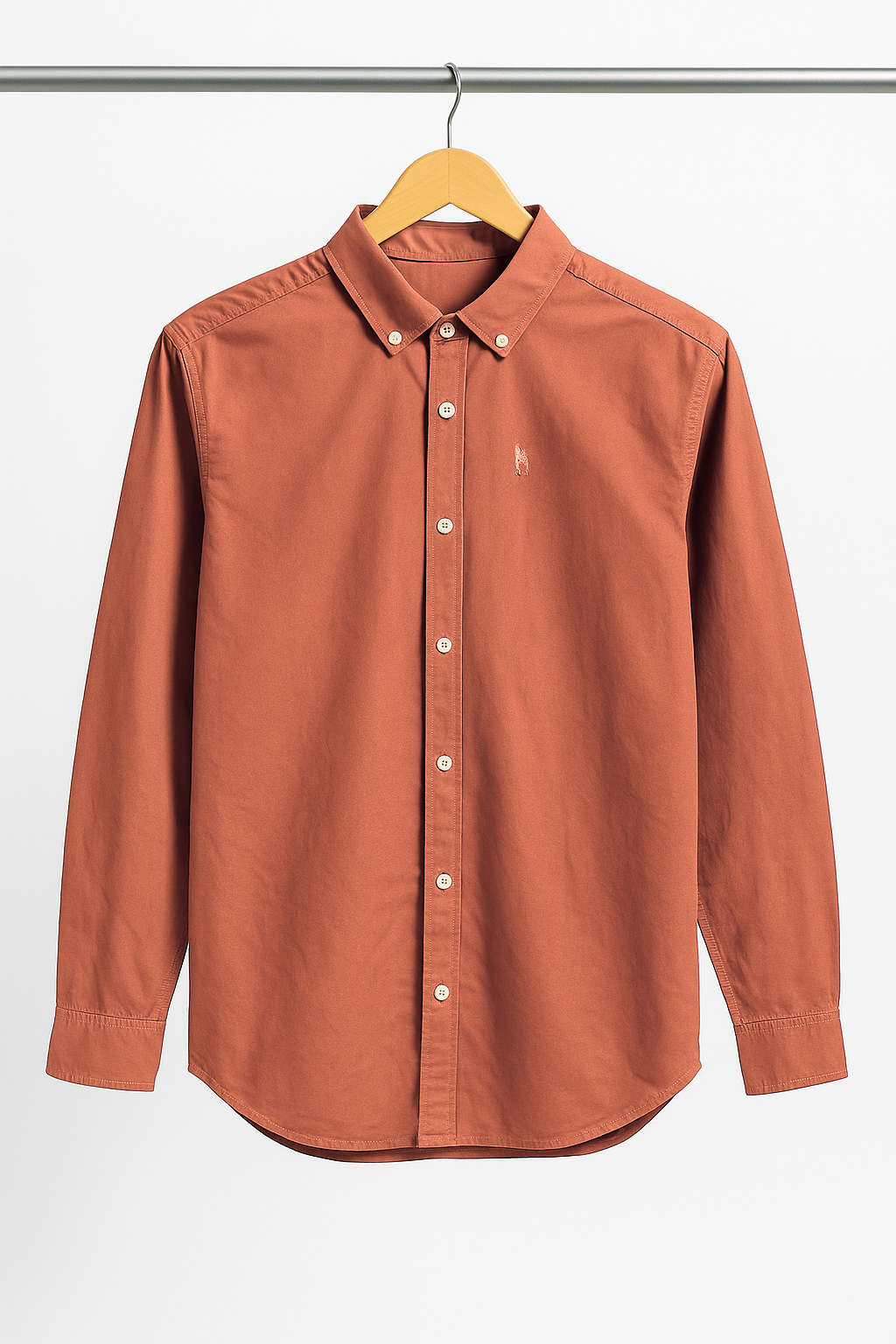 Rust Orange Button-Down Polo Shirt