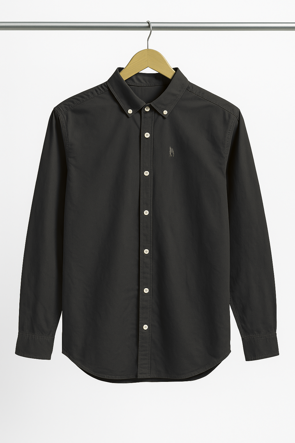 Black Button-Down Polo Shirt
