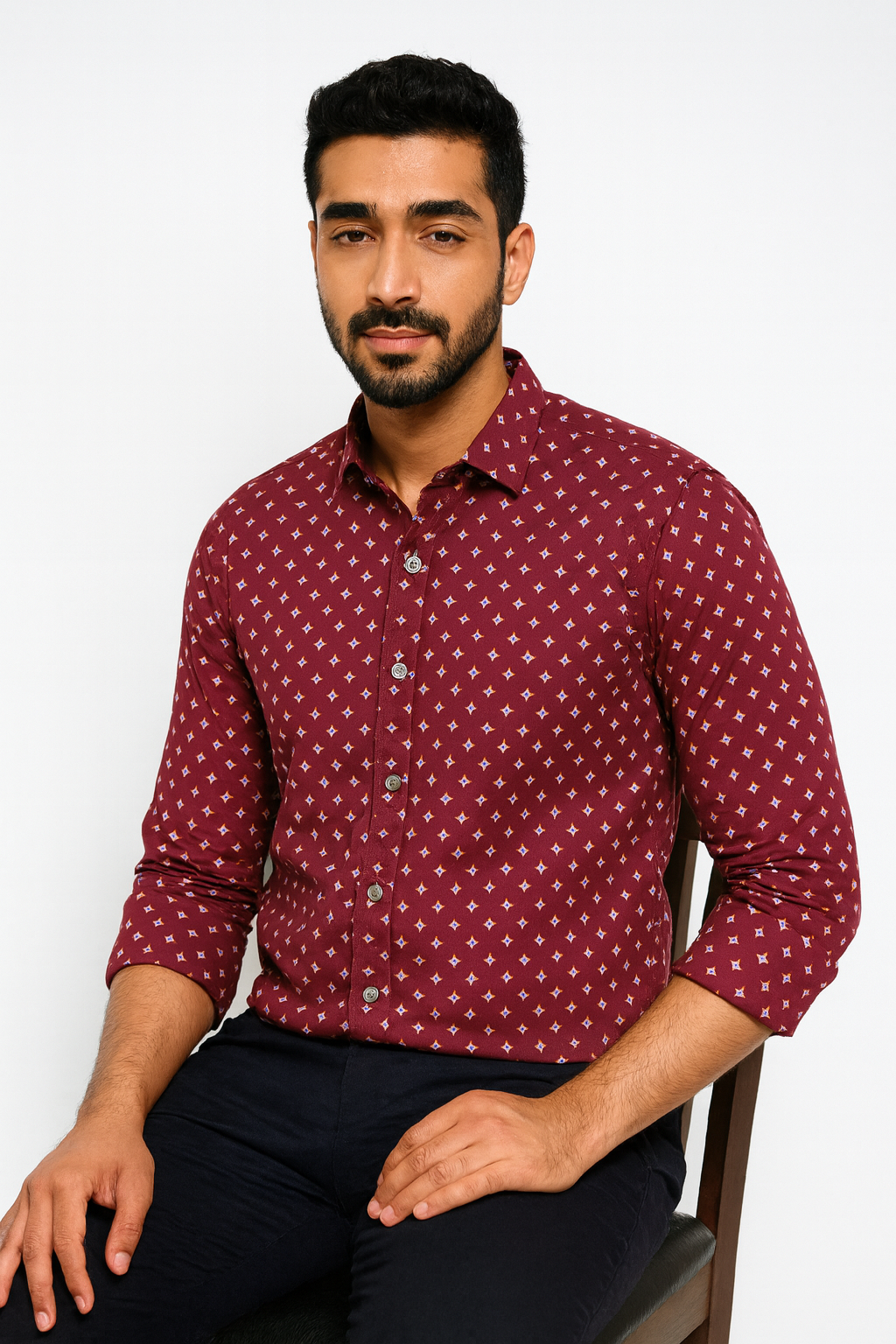 Maroon Printed Shirt – Stylish Everyday Wear