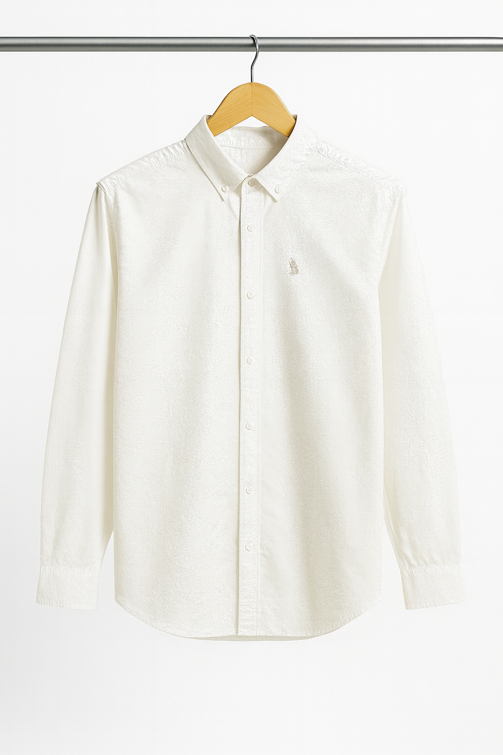 White Button-Down Polo Shirt
