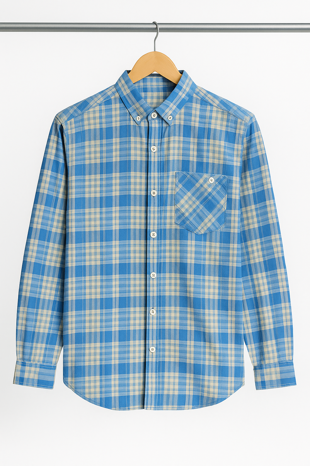 Blue & Beige Checkered Casual Shirt