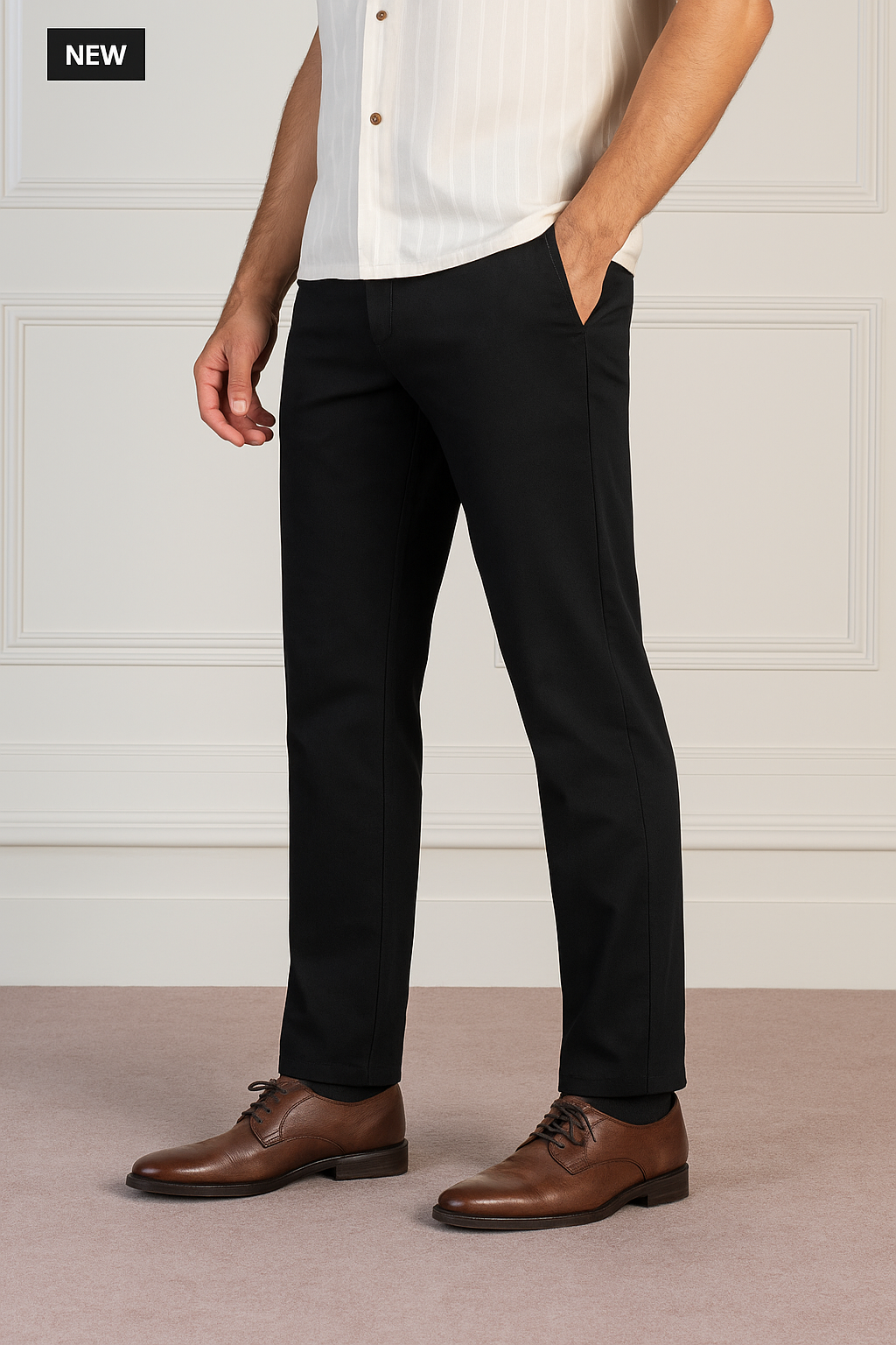 Men’s Slim Fit Black Cotton Chinos – Classic Formal & Casual Wear
