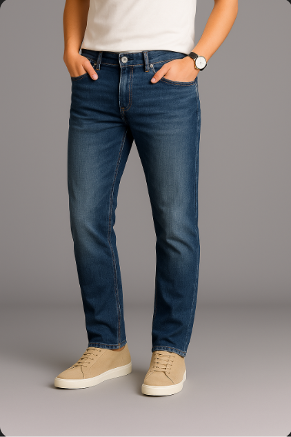 Classic Blue Washed Slim Fit Jeans – Everyday Essential