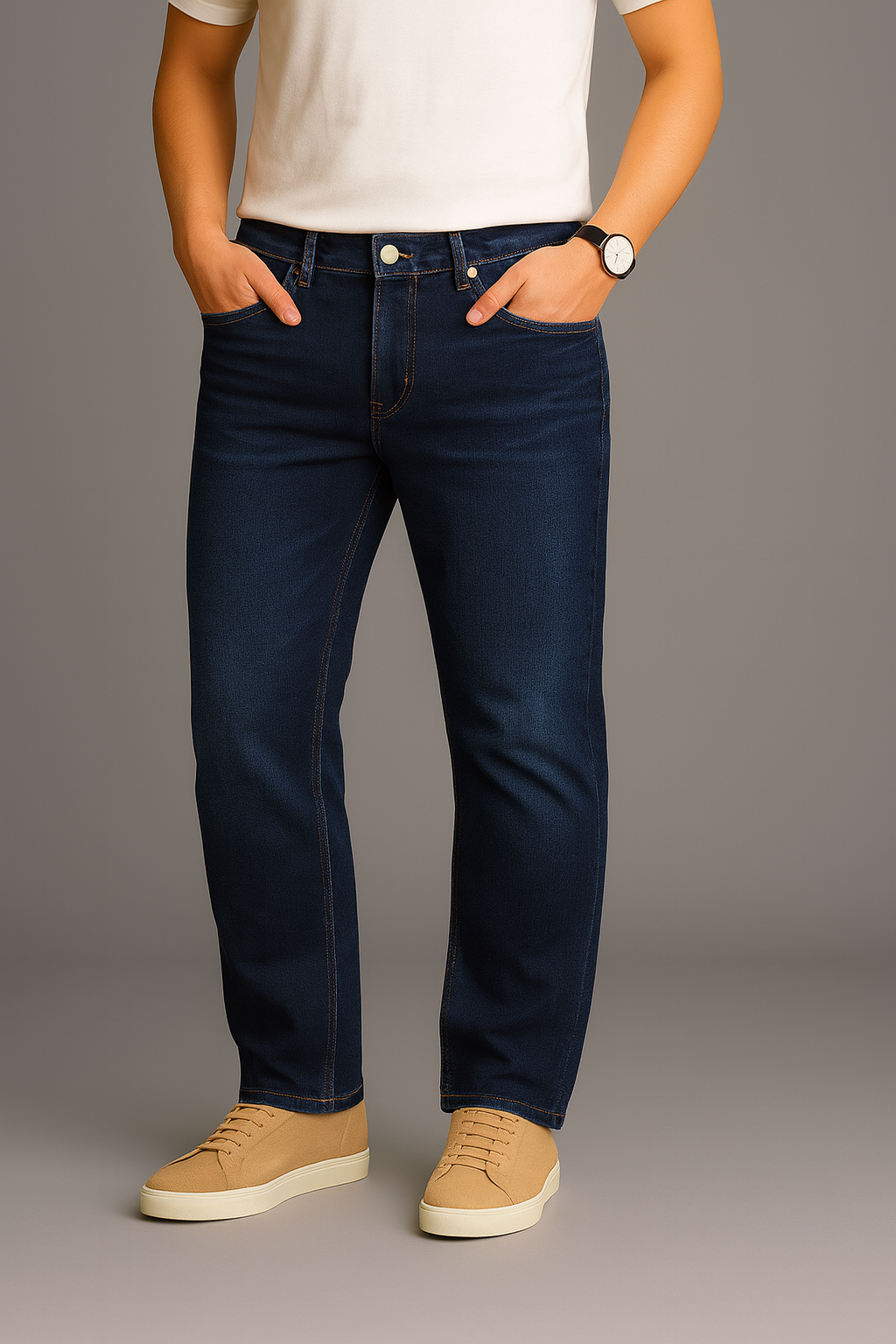 Men’s Classic Fit Dark Blue Denim Jeans