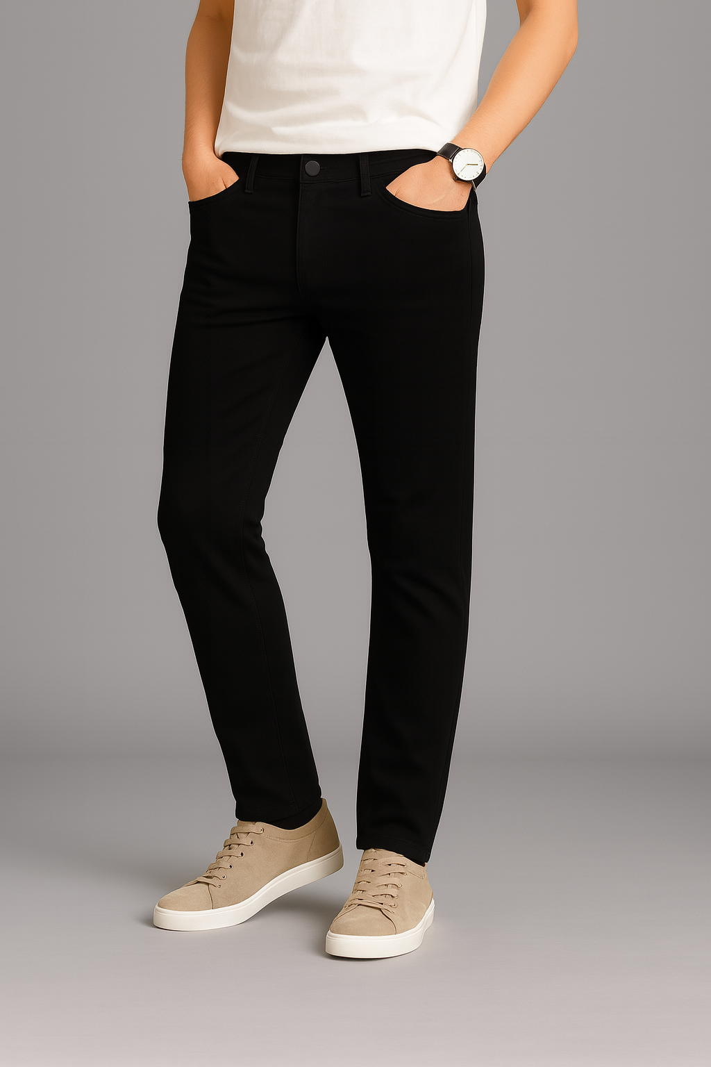 Men’s Slim Fit Solid Black Jeans